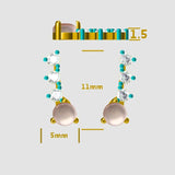 925 Silver Milk Pearl Line Stud Earring Crystal CZ Jewelry