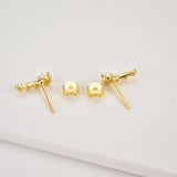 925 Silver Milk Pearl Line Stud Earring Crystal CZ Jewelry