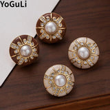 Vintage Simulated Pearl Stud Earrings 925 Silver