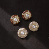 Vintage Simulated Pearl Stud Earrings 925 Silver