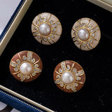 Vintage Simulated Pearl Stud Earrings 925 Silver