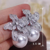 Zircon Crystal Flower Stud Earrings Wedding Party Jewelry