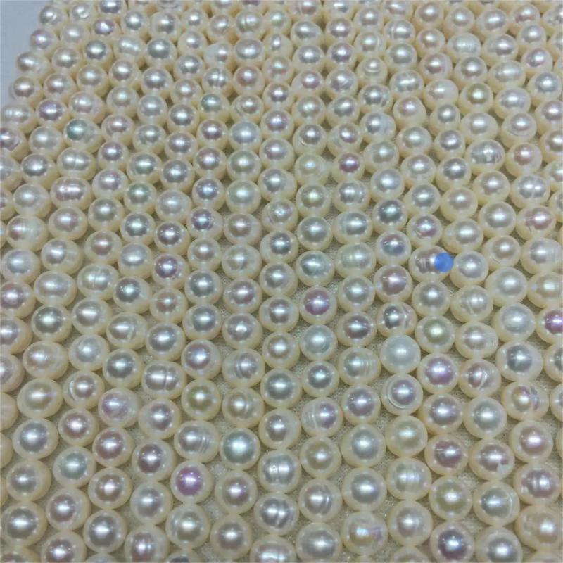7-8mm Freshwater Pearl Beads Clean Thread Punch Semi-Finished Necklace DIY