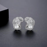 Tiny CZ Paved Bridal Wedding Girl Jewelry Sea Shell Pearl Party Accessories