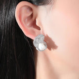Tiny CZ Paved Bridal Wedding Girl Jewelry Sea Shell Pearl Party Accessories