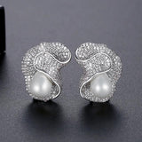 Tiny CZ Paved Bridal Wedding Girl Jewelry Sea Shell Pearl Party Accessories