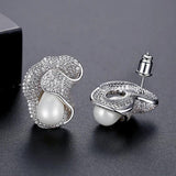 Tiny CZ Paved Bridal Wedding Girl Jewelry Sea Shell Pearl Party Accessories