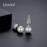 Rhodium Plated CZ Stud Earrings for Women