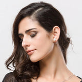 Rhodium Plated CZ Stud Earrings for Women