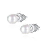 Rhodium Plated CZ Stud Earrings for Women