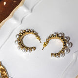 C-Shaped Pearl Earrings 925 Silver Needle Fashionable Gift