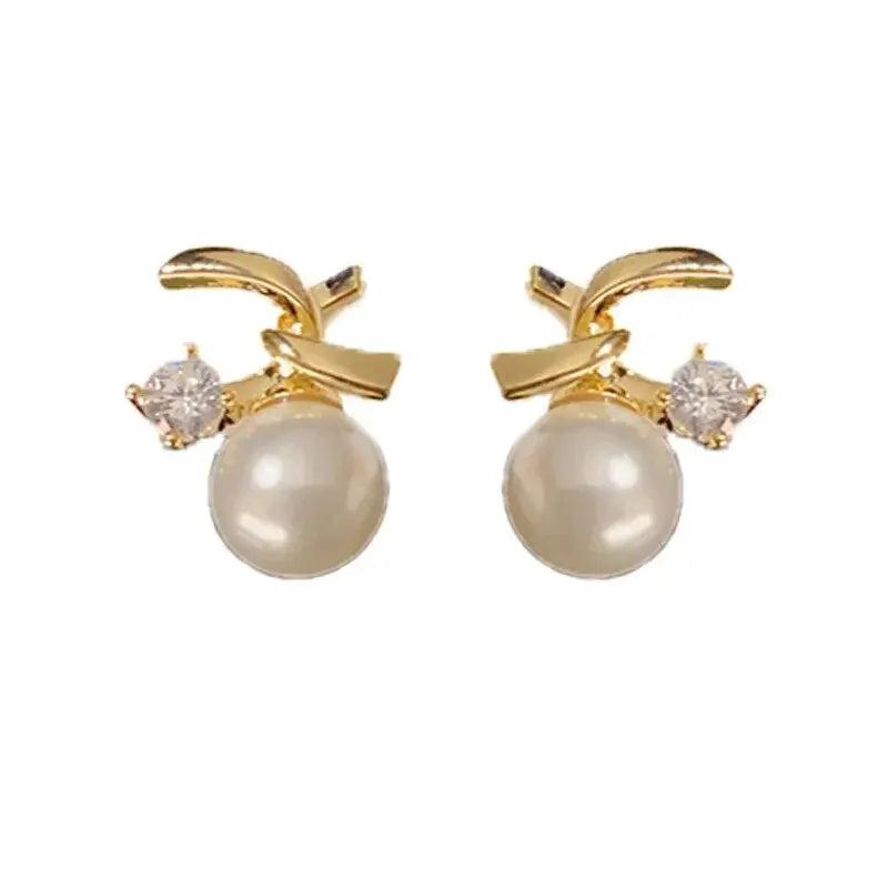 Sweet Zircon Pearl Earrings S925 Silver Needle Unique Temperament