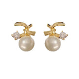 Sweet Zircon Pearl Earrings S925 Silver Needle Unique Temperament