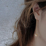 14K Silver Pearl Flower Earrings Wedding Jewelry