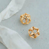 14K Silver Pearl Flower Earrings Wedding Jewelry