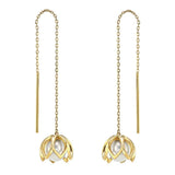 14K Silver Pearl Flower Earrings Wedding Jewelry