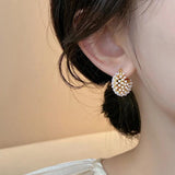 U Shape Pearl Stud Earrings Plated Jewelry for Women