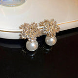Zircon Crystal Snowflake Stud Earrings for Wedding
