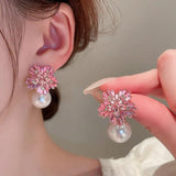 Zircon Crystal Snowflake Stud Earrings for Wedding