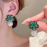 Zircon Crystal Snowflake Stud Earrings for Wedding