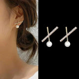 French Style Geometry Pearl Earrings Letter X Sweet Pearl Earrings