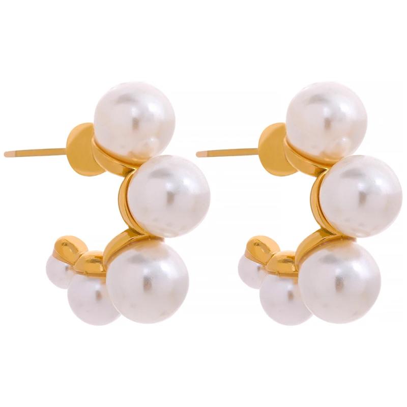 Stainless Steel Pearl Earrings Romantic Women Jewelry Gift