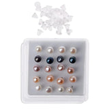 10 Pairs 6MM Pink Freshwater Pearl Stud Earrings Women, Round Shape