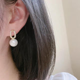 Romantic Pearl Stud Earrings for Woman Geometric Zircon Earrings Jewelry