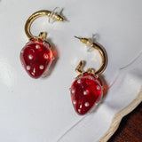 Strawberry Pearl Earrings with 925 Silver Needle French Earrings