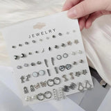 30 Pairs Sweet Heart-shaped Imitation-pearl Stud Earrings for Women
