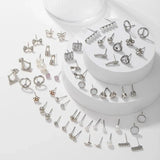 30 Pairs Sweet Heart-shaped Imitation-pearl Stud Earrings for Women