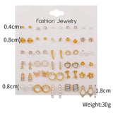 30 Pairs Sweet Heart-shaped Imitation-pearl Stud Earrings for Women