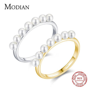 925 Sterling Silver Pearl Finger Ring for Women Wedding Jewelry