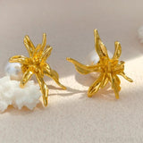 925 Silver Needle Simulated Pearl Flower Earrings for Women