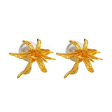 925 Silver Needle Simulated Pearl Flower Earrings for Women