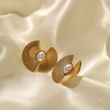 Youthway Stainless Steel Oval Pearl Earrings