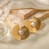 Youthway Stainless Steel Oval Pearl Earrings