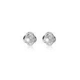 925 Silver Zircon Flower Pearl Stud Earrings for Women Wedding Gift