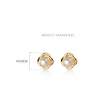 925 Silver Zircon Flower Pearl Stud Earrings for Women Wedding Gift
