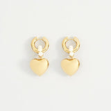 Heart Freshwater Pearl Hoop Earrings Stainless Steel Jewelry