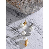 Pearl Stainless Steel Stud Earrings Acrylic Jewelry Women