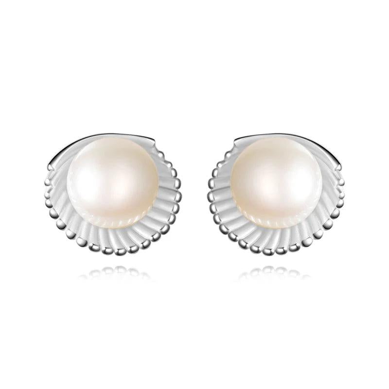 Trustdavis 925 Silver Pearl Shells Stud Earrings DS4327