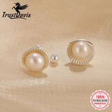 Trustdavis 925 Silver Pearl Shells Stud Earrings DS4327