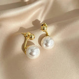 925 Silver Needle Pearl Stud Earrings for Women