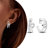 Sterling Silver Colorful Zirconia Rainbow Feather Earrings