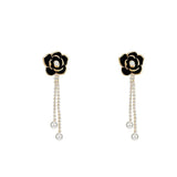 Vintage Camellia Pearl Crystal Earrings for Women