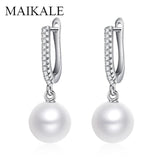 Wild Stud Earring With Pearl Zirconia Round Pearl Long Earrings For Women