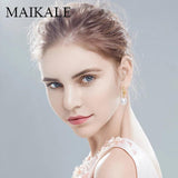 Wild Stud Earring With Pearl Zirconia Round Pearl Long Earrings For Women