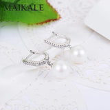 Wild Stud Earring With Pearl Zirconia Round Pearl Long Earrings For Women