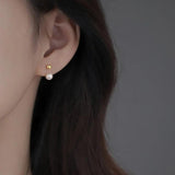925 Silver Beads Pearl Hanging Earrings for Women Girl